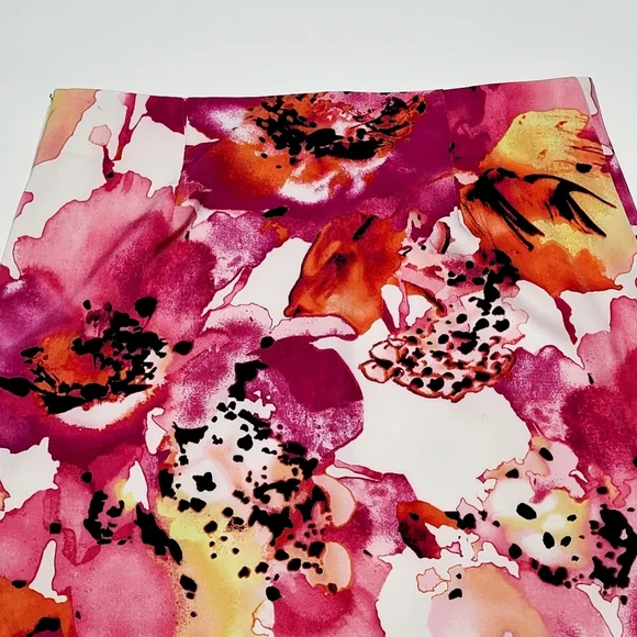 Y2K Worthington Floral Splash of Pink Stretch Pencil Skirt Women's (8P) - Picture 5 of 9